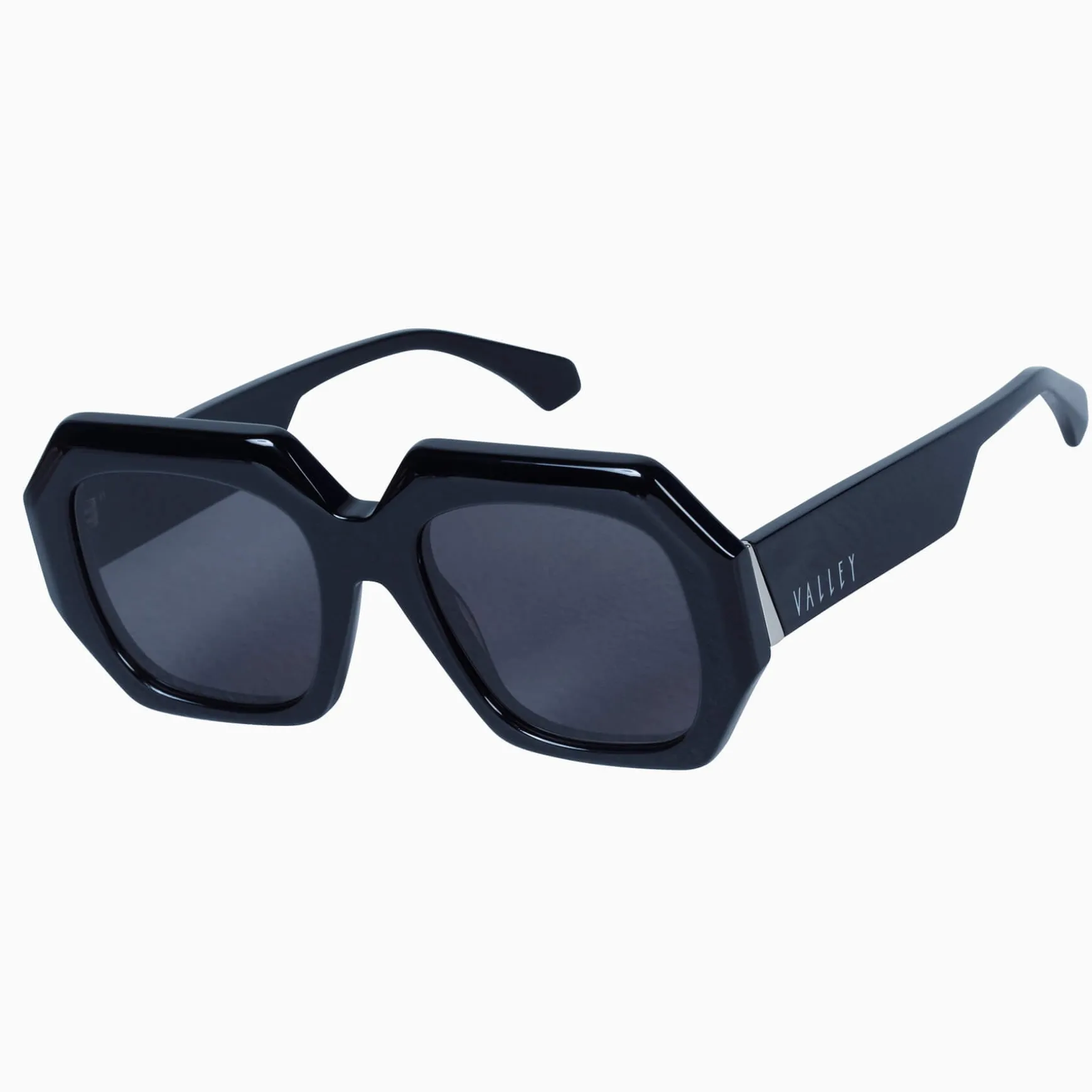 Valley Eyewear Monolith - Black Gloss with Silver Metal Trim