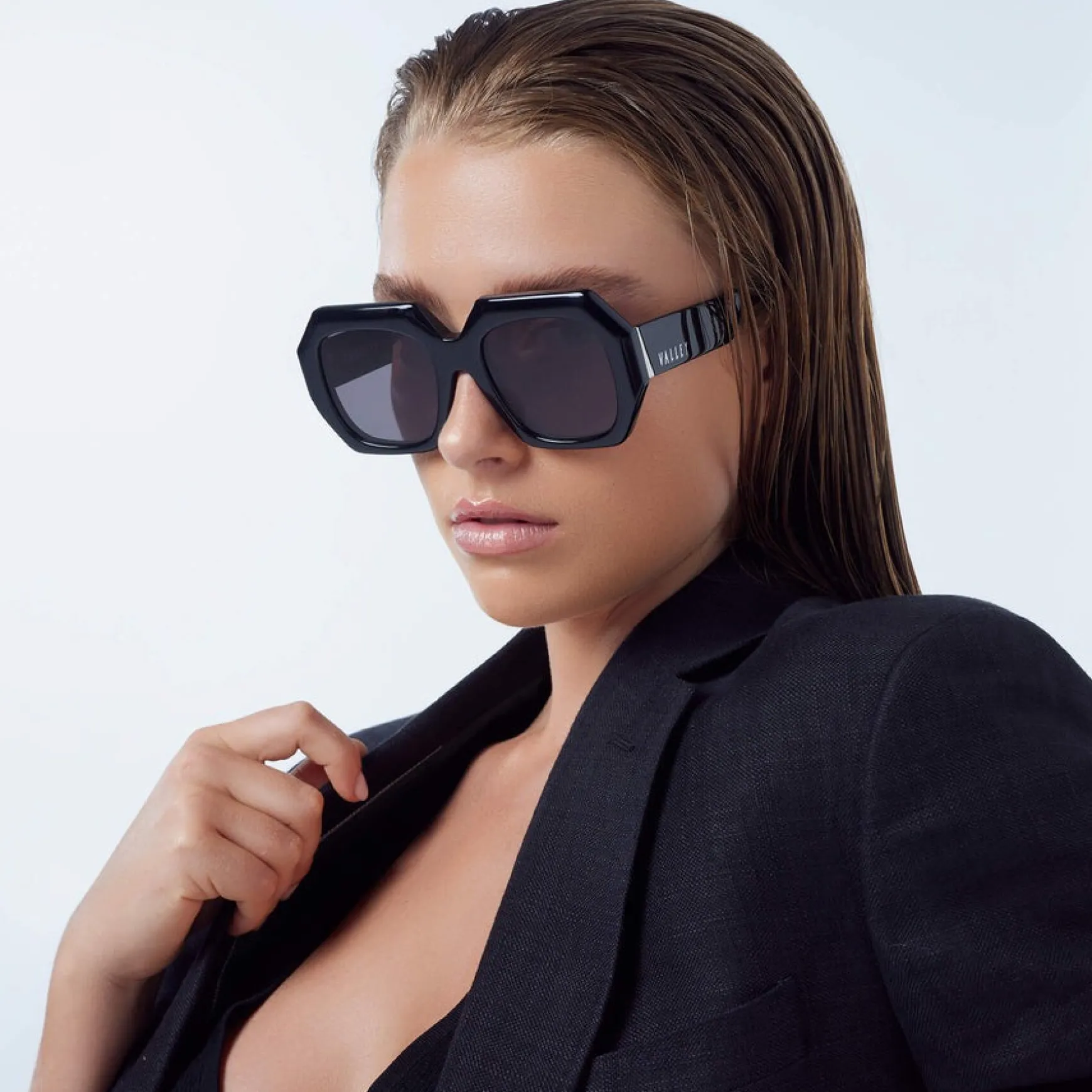 Valley Eyewear Monolith - Black Gloss with Silver Metal Trim
