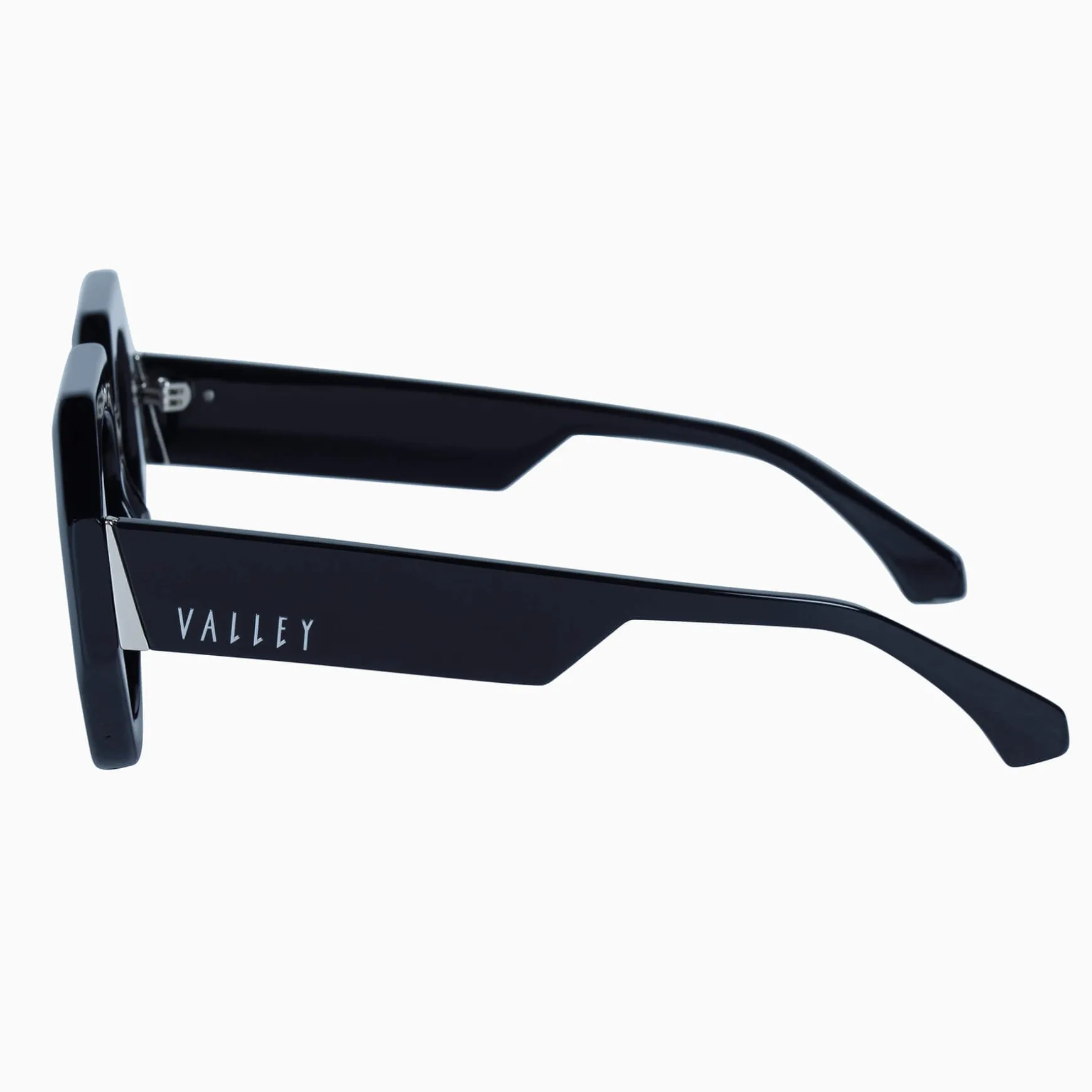 Valley Eyewear Monolith - Black Gloss with Silver Metal Trim