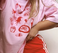 Zaziba A Few Of My Favourite Things Tee - Pink with Red